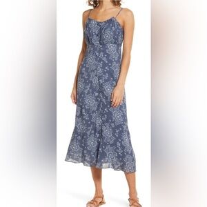 Madewell Tie-Back Button-Front Midi Dress in Archival Floral